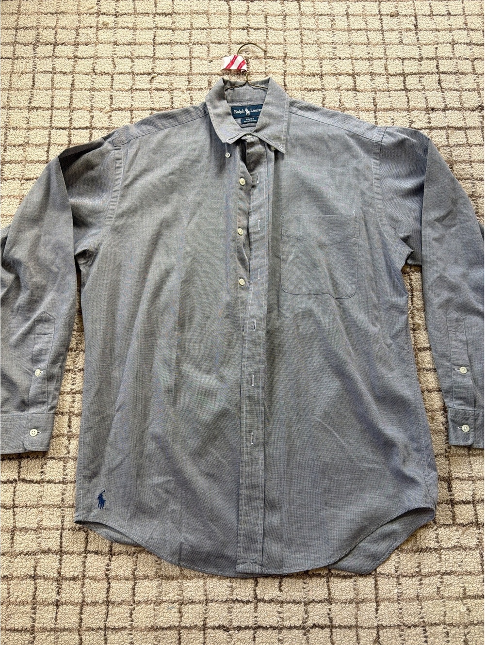 Vintage Men’s Ralph Lauren Black Button Down Gray Preppy Streetwear Academia S